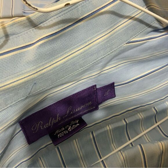 Ralph Lauren Purple‎ Label Dress Blue Shirt Multi Color Size Large - Picture 7 of 7